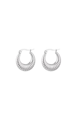 Boucles D'oreilles Basiques Avec Imprimé Argenté Acier Inoxydable h5 