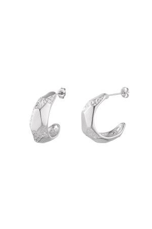 Boucles D'oreilles Abstraites Argenté Acier Inoxydable h5 
