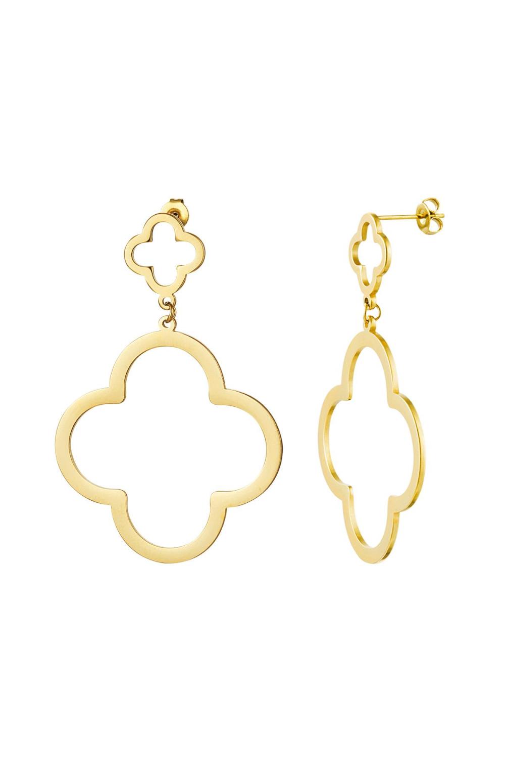 Boucles D'oreilles 2 Trèfles Acier Inoxydable 