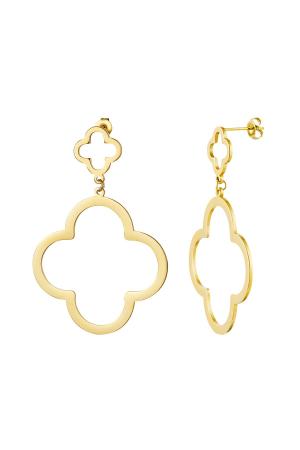 Boucles D'oreilles 2 Trèfles Acier Inoxydable h5 