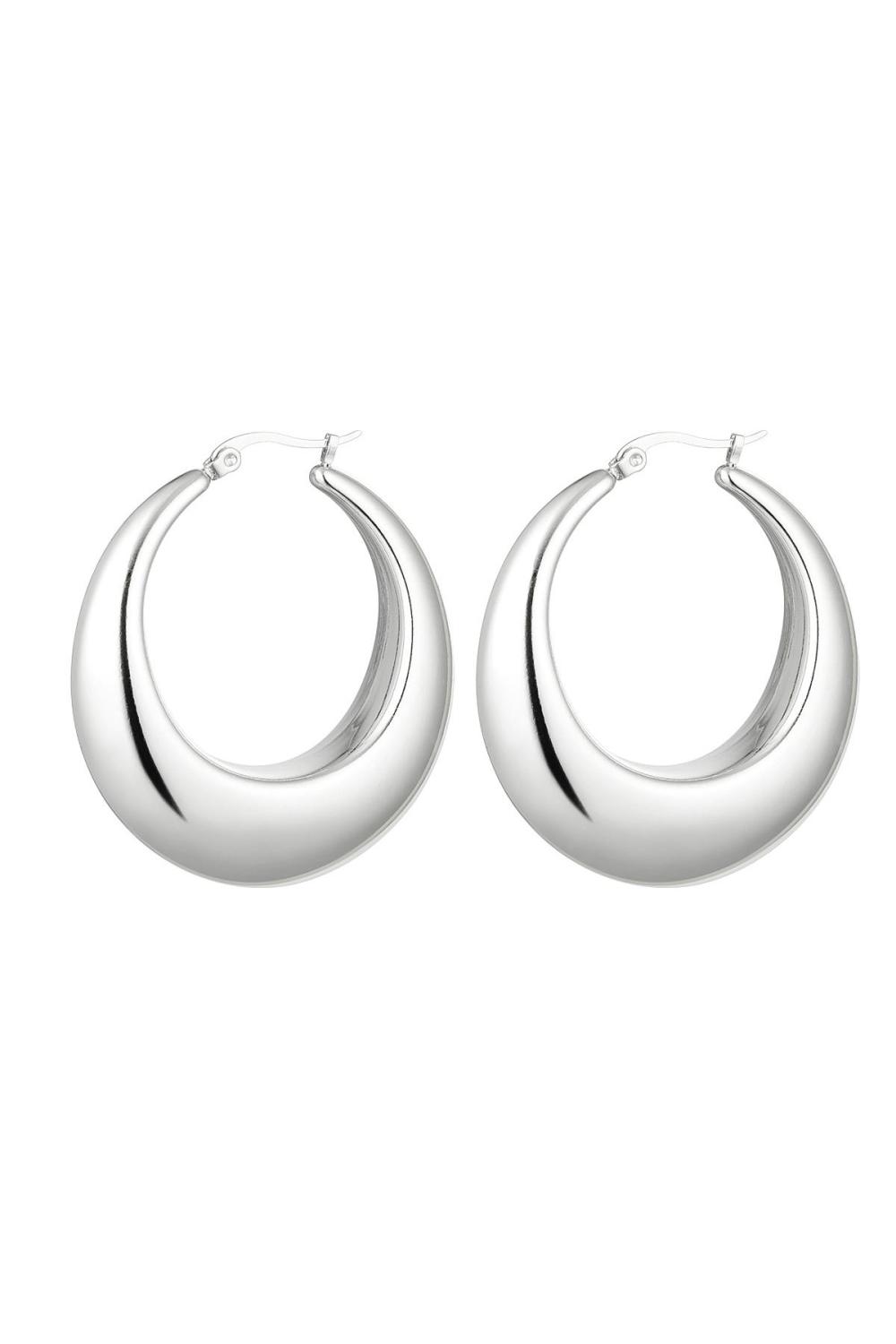 Boucle D'oreille Créole Ronde En Acier Inoxydable Argenté 