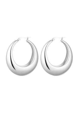 Boucle D'oreille Créole Ronde En Acier Inoxydable Argenté h5 