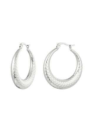 Boucles D'oreilles Imprimé Bulle Moyen Argenté Acier Inoxydable h5 