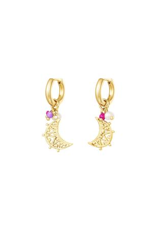 Boucles D'oreilles Avec Lune Et Perles Acier Inoxydable h5