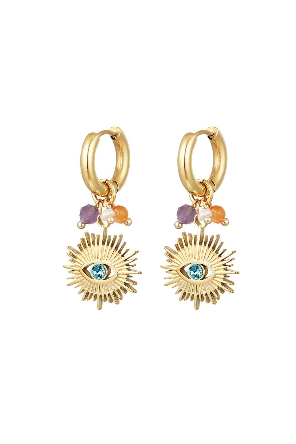 Boucles D'oreilles Oeil Avec Perles Acier Inoxydable 