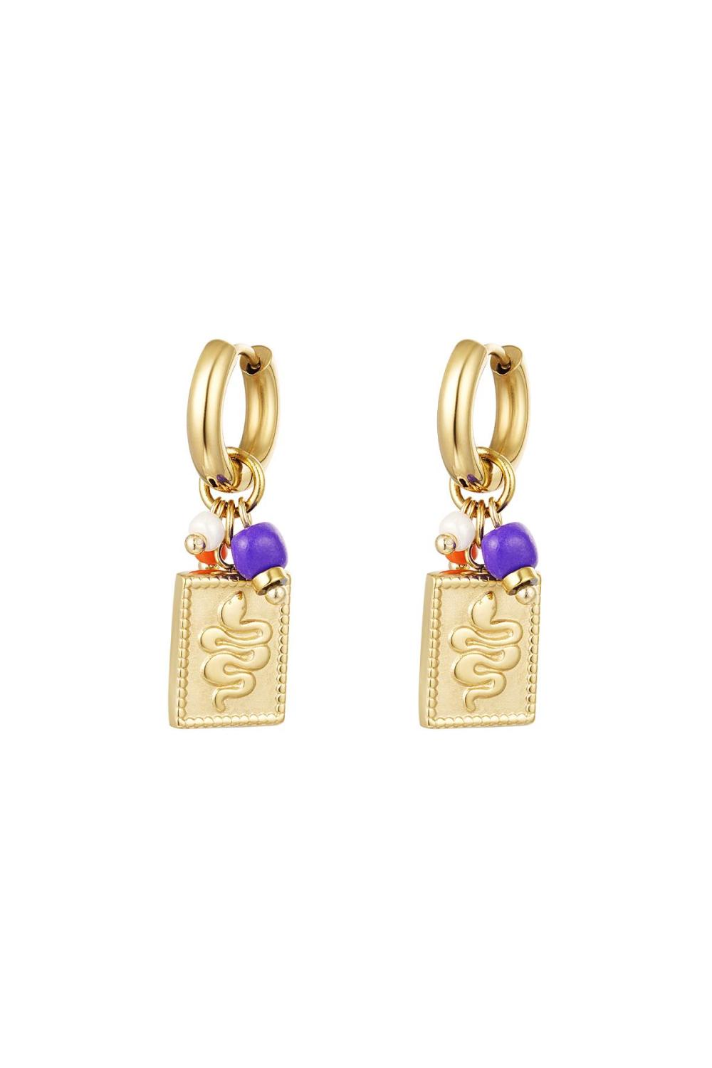 Boucles D'oreilles Avec Breloque Serpent Et Perles Acier Inoxydable 