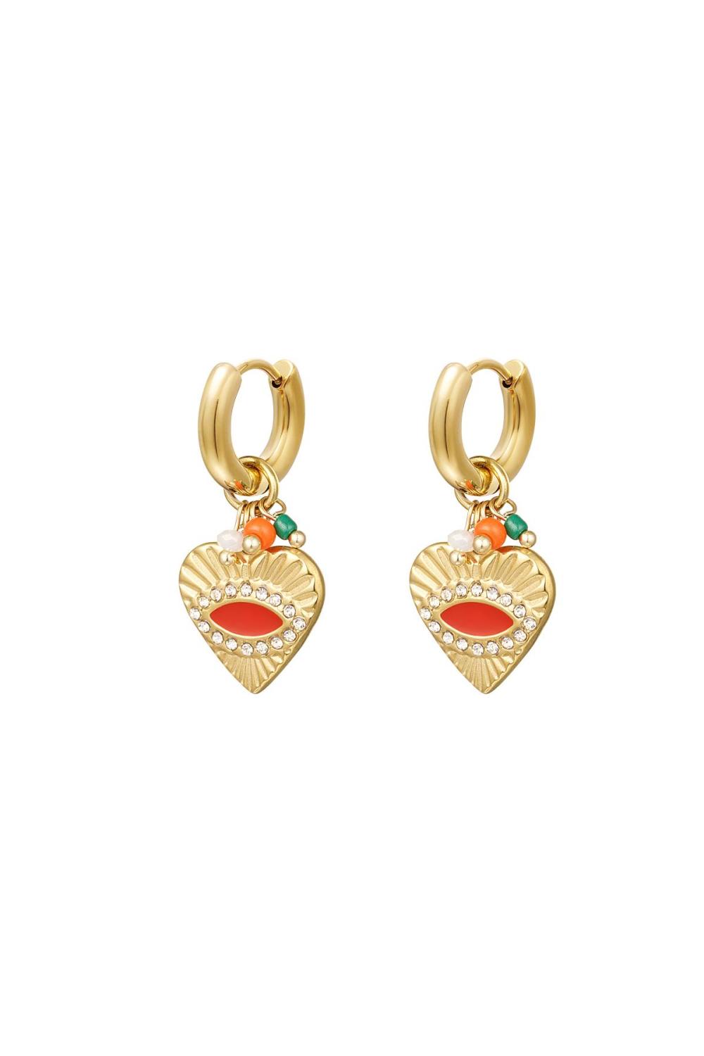Boucles D'oreilles Avec Coeur Et Petites Perles Acier Inoxydable 