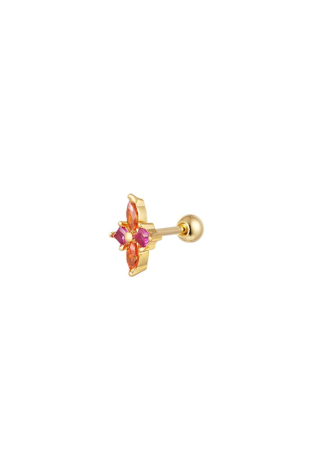 Piercing Petite Fleur - Collection Sparkle Couleur Orange & Couleur Or Cuivré 