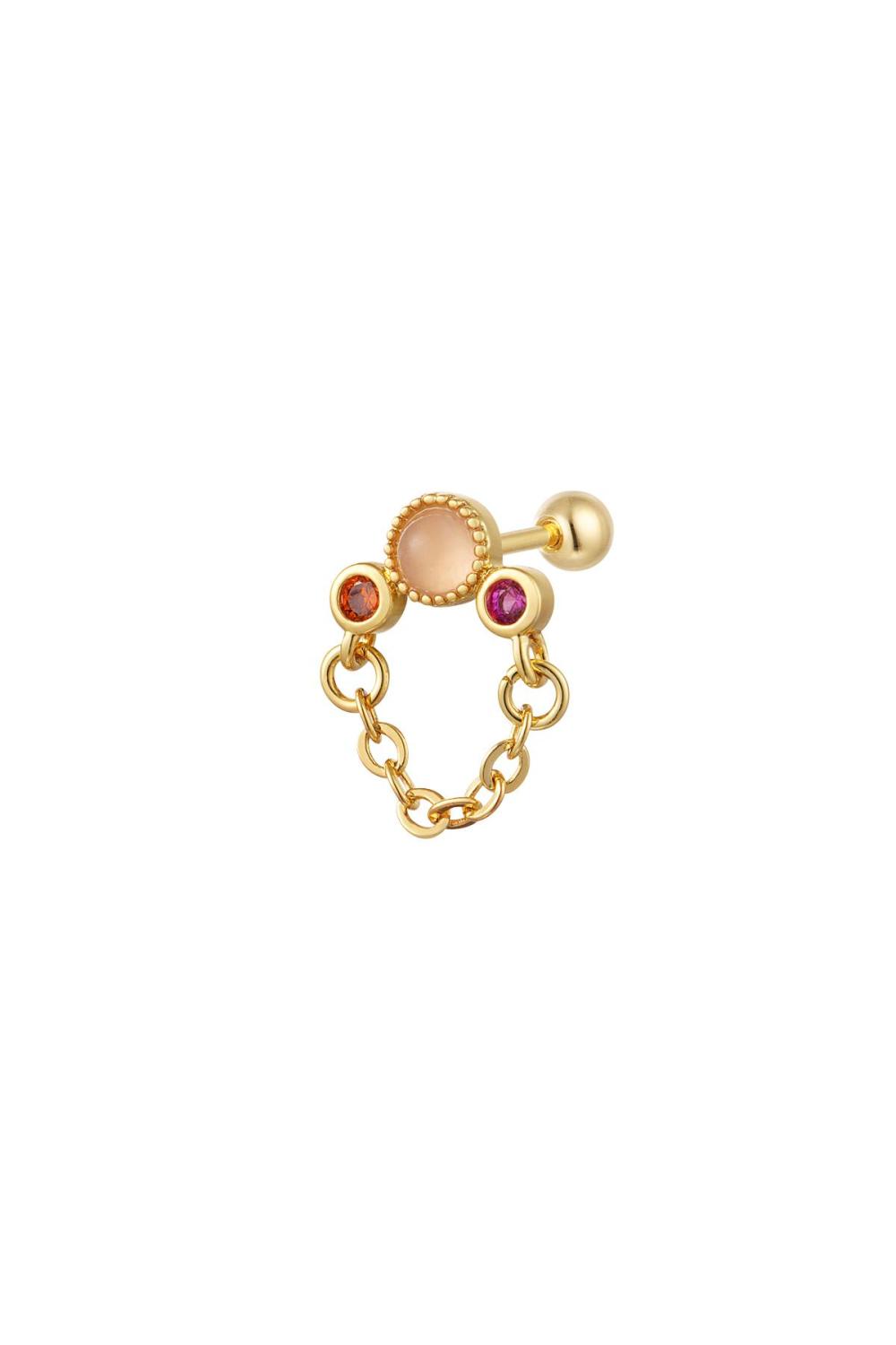 Piercing Avec Chaîne - Collection Sparkle Couleur Orange & Couleur Or Cuivré 