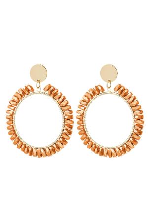 Boucles D'oreilles Chic Avec Détails En Cristal Couleur Orange & Couleur Or Cuivré h5