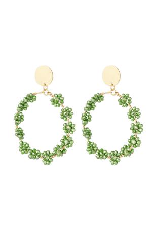 Boucles D'oreilles Avec Des Bouquets De Fleurs Vert & Couleur Or Cuivré h5 