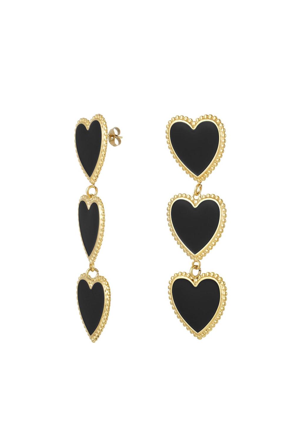Boucles D'oreilles 3 Coeurs Gracieux À La Suite Violet Acier Inoxydable
