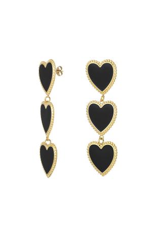 Boucles D'oreilles 3 Coeurs Gracieux À La Suite Violet Acier Inoxydable h5