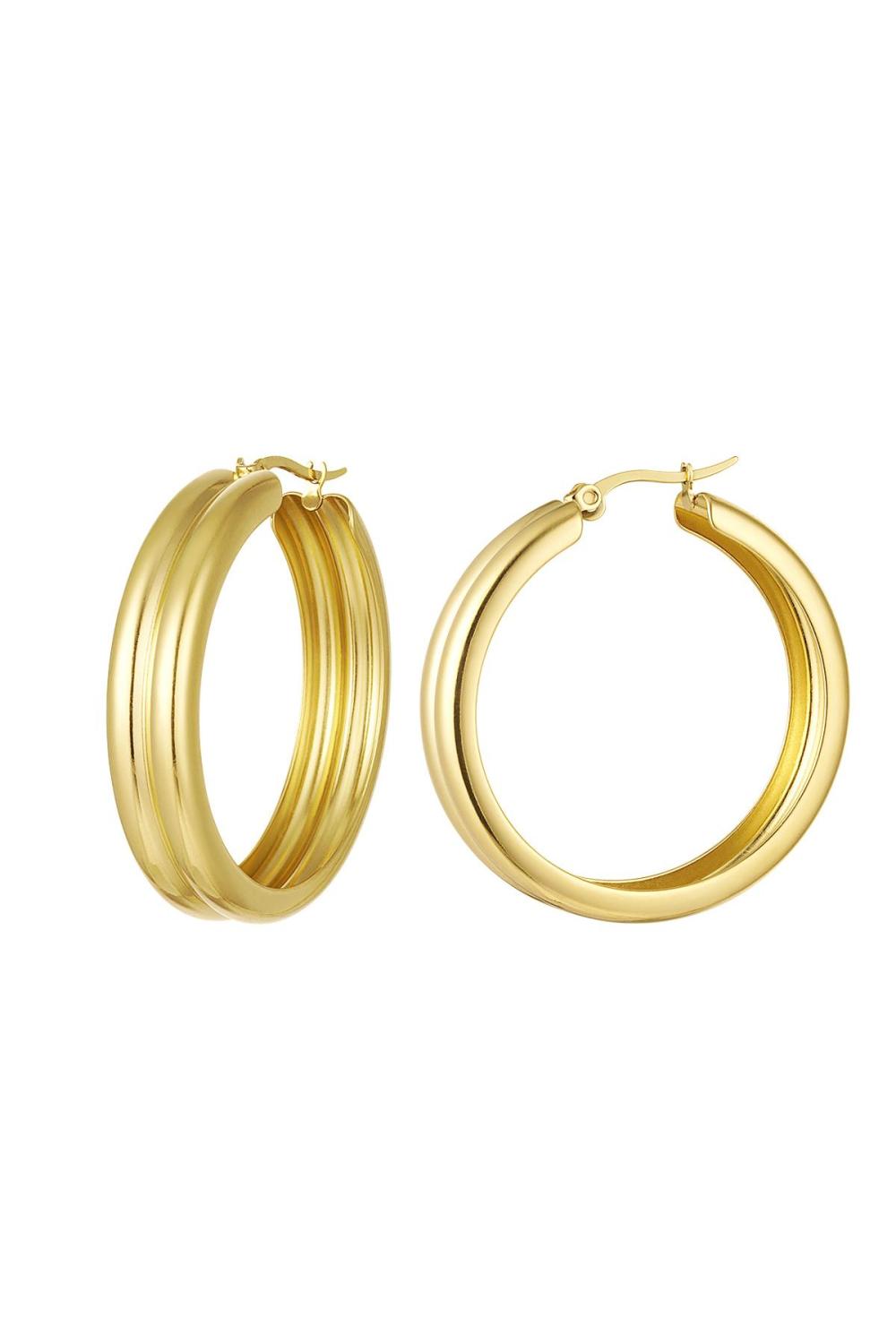 Boucles D'oreilles Créoles Côtelées Acier Inoxydable 