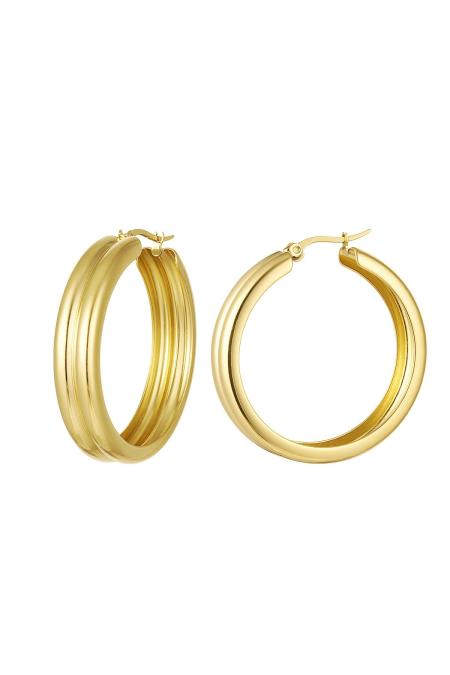 Boucles d'oreilles créoles côtelées Acier inoxydable