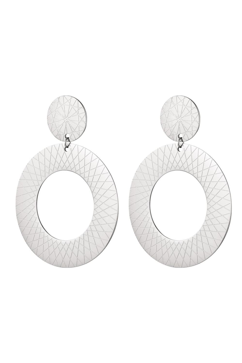 Boucles D'oreilles En Relief Argenté Acier Inoxydable 