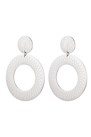 Boucles D'oreilles En Relief Argenté Acier Inoxydable h5 