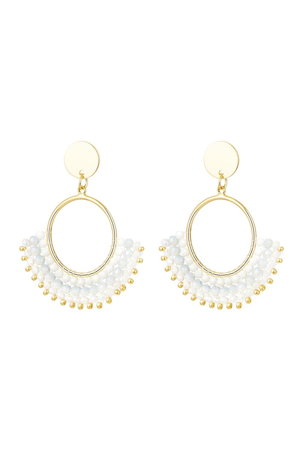 Boucles D'oreilles Avec Perles De Cristal Blanc Cuivré 
