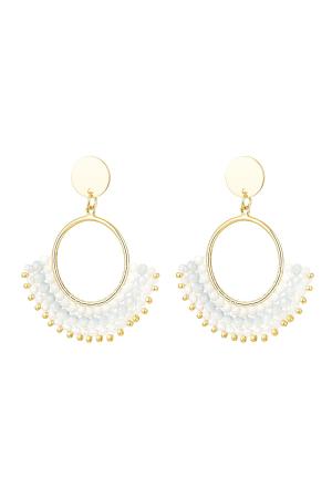 Boucles D'oreilles Avec Perles De Cristal Blanc Cuivré h5 