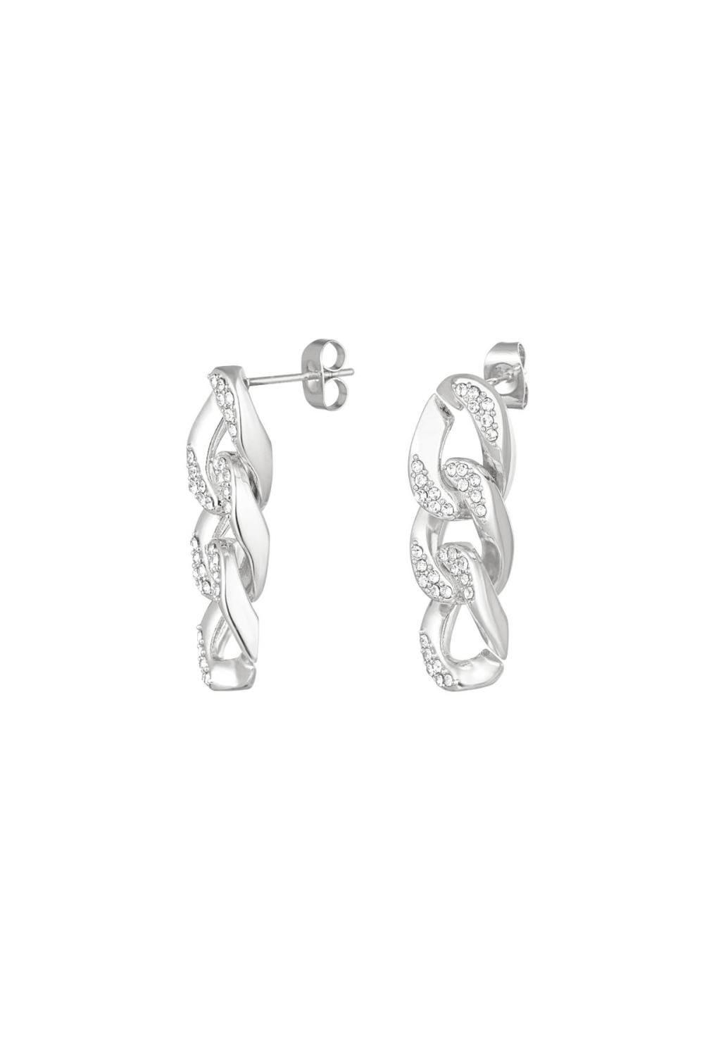 Clous D'oreilles Lien Zircon Argenté Acier Inoxydable 