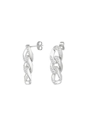 Clous D'oreilles Lien Zircon Argenté Acier Inoxydable h5 