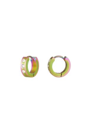 Boucles D'oreilles Holographiques Avec Pierres Multicouleur Acier Inoxydable h5 