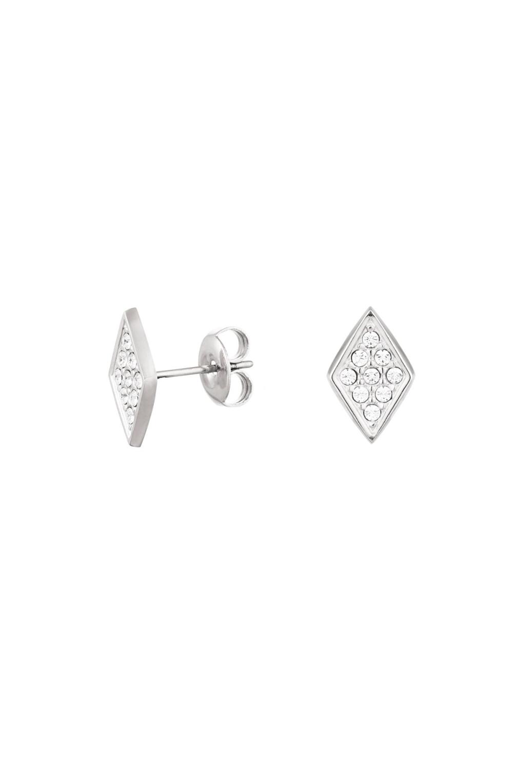 Clous D'oreilles Diamant Avec Pierres Argenté Acier Inoxydable 