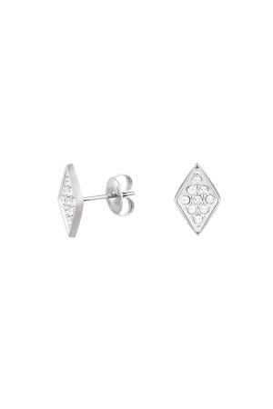 Clous D'oreilles Diamant Avec Pierres Argenté Acier Inoxydable h5 