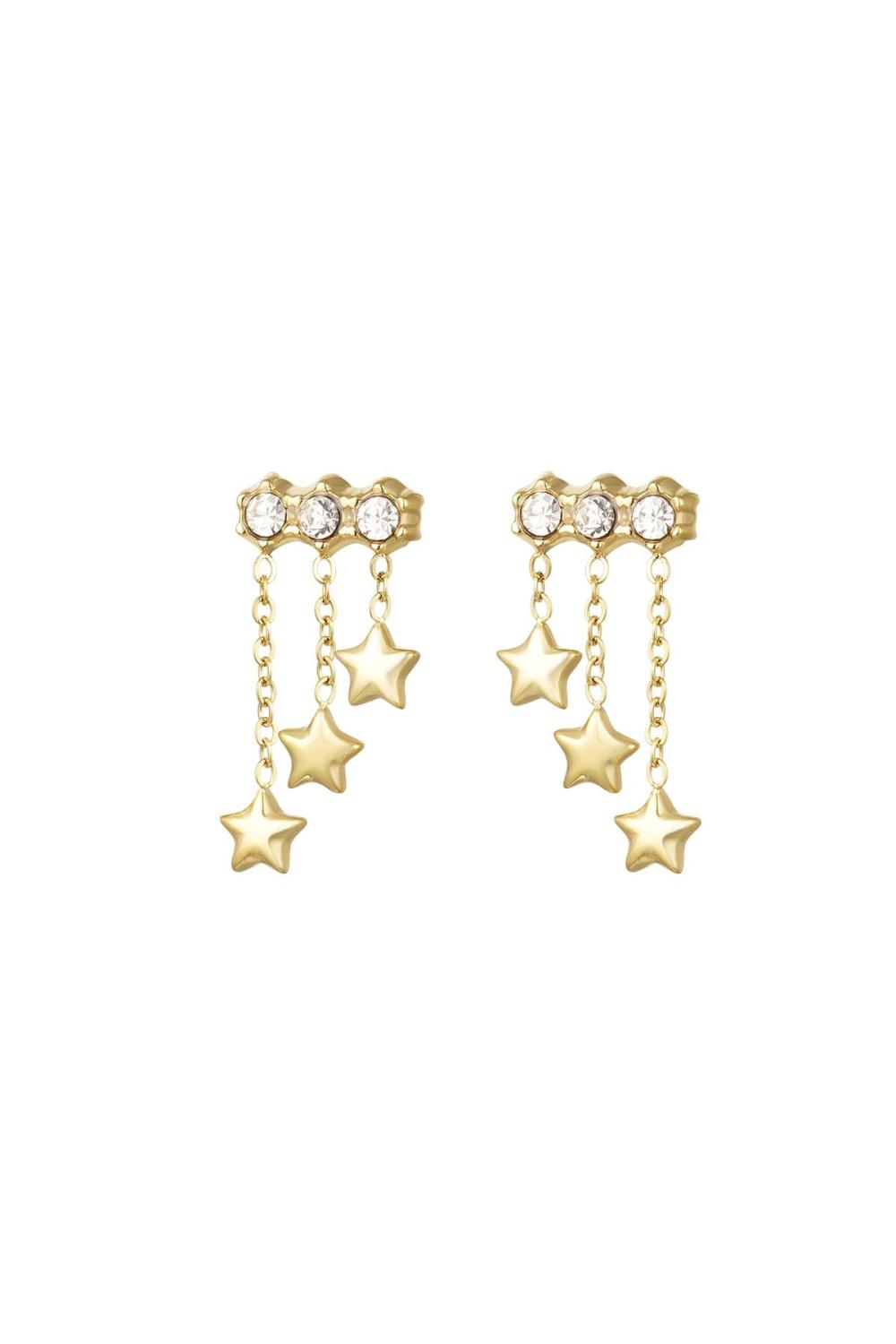 Boucles D'oreilles Avec Chaîne Et Étoiles Acier Inoxydable 