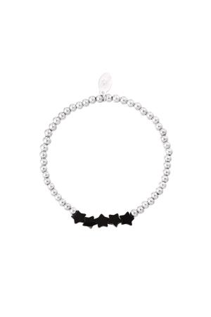 Bracelet Perlé Avec Perles Étoiles Noir & Argenté Acier Inoxydable h5 