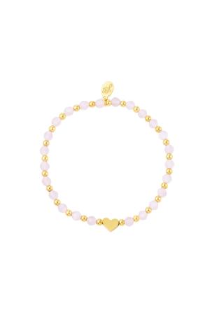 Bracelet Perlé Avec Perles Rose & Couleur Or Acier Inoxydable (Pack With Plastic Bag) h5 
