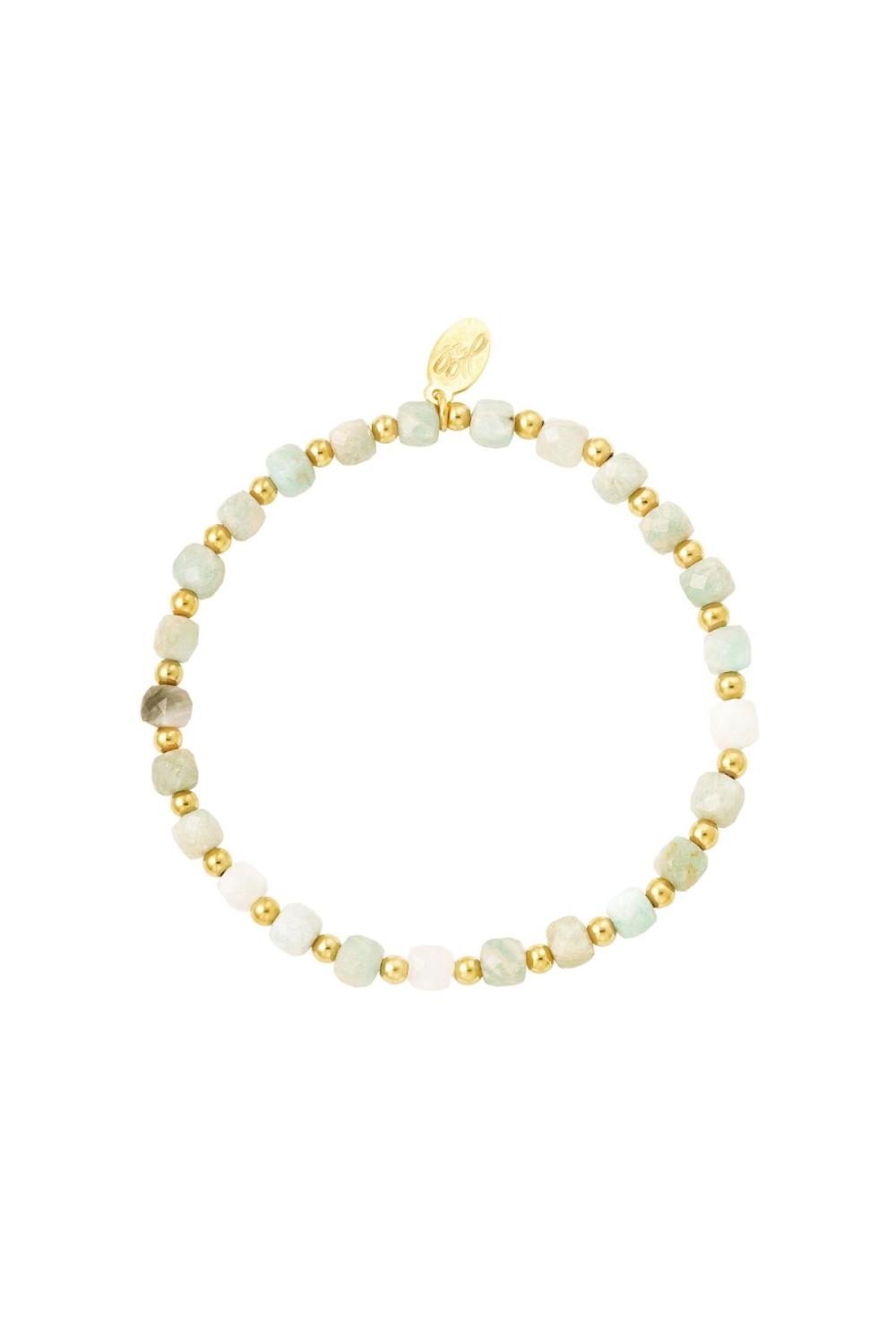 Bracelet Or Avec Pierres Turquoise & Couleur Or Stone 