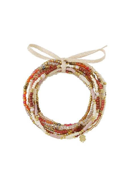 Ensemble De Bracelets Perles Colorées Beige & Couleur Or Acier Inoxydable