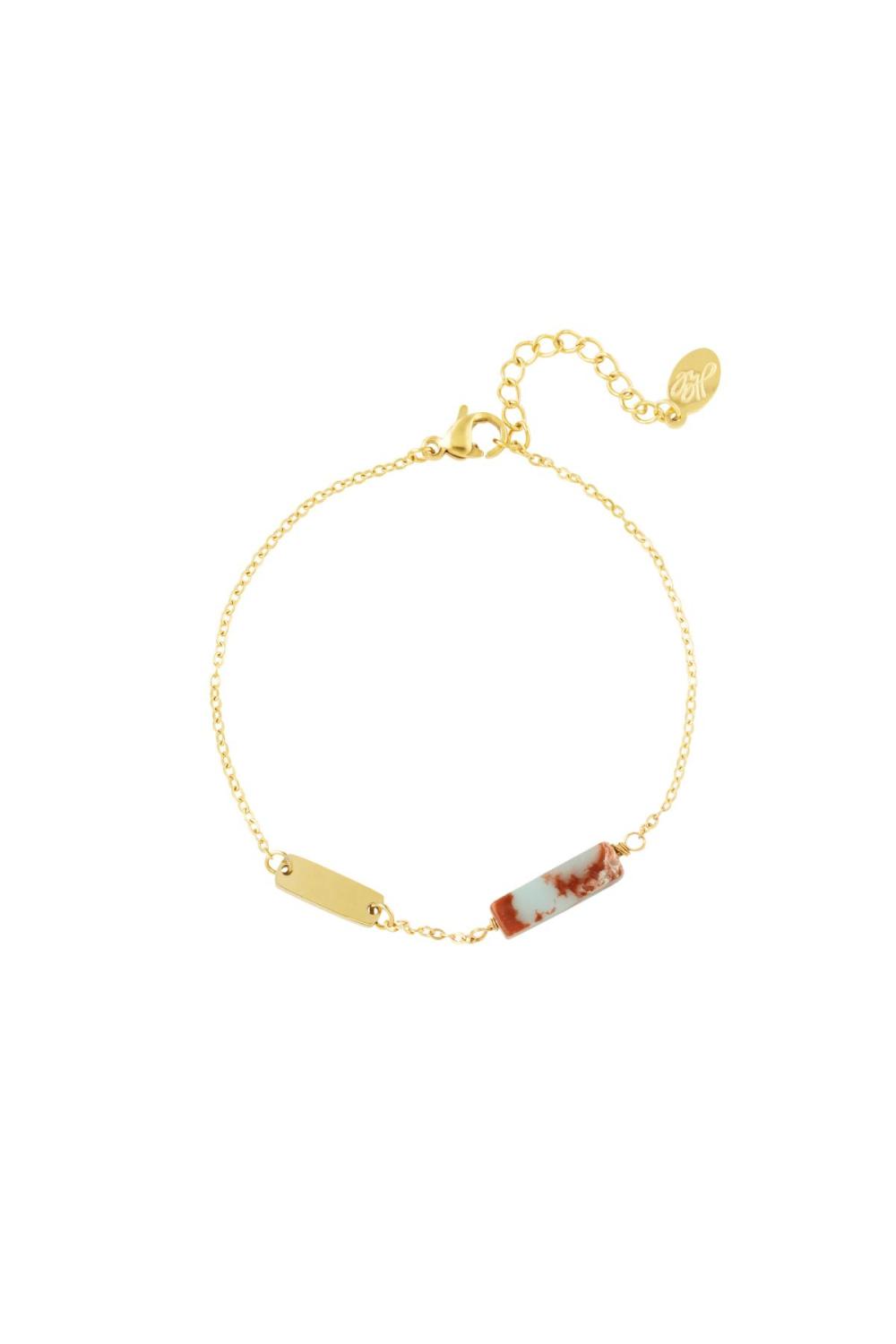 Bracelet Basique Avec Pierre - Collection Pierres Naturelles Bleu & Couleur Or Acier Inoxydable 