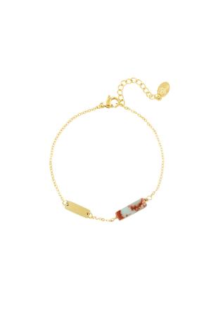 Bracelet Basique Avec Pierre - Collection Pierres Naturelles Bleu & Couleur Or Acier Inoxydable h5 