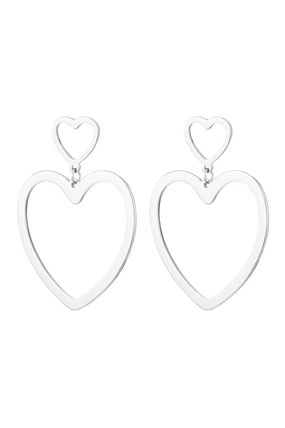 Boucles D'oreilles Coeur Argenté Acier Inoxydable 
