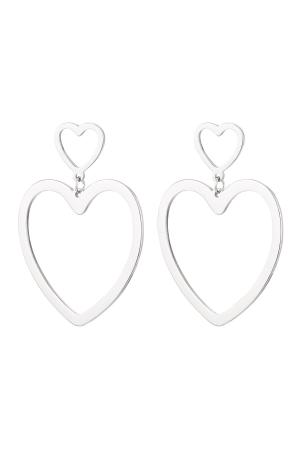 Boucles D'oreilles Coeur Argenté Acier Inoxydable h5 