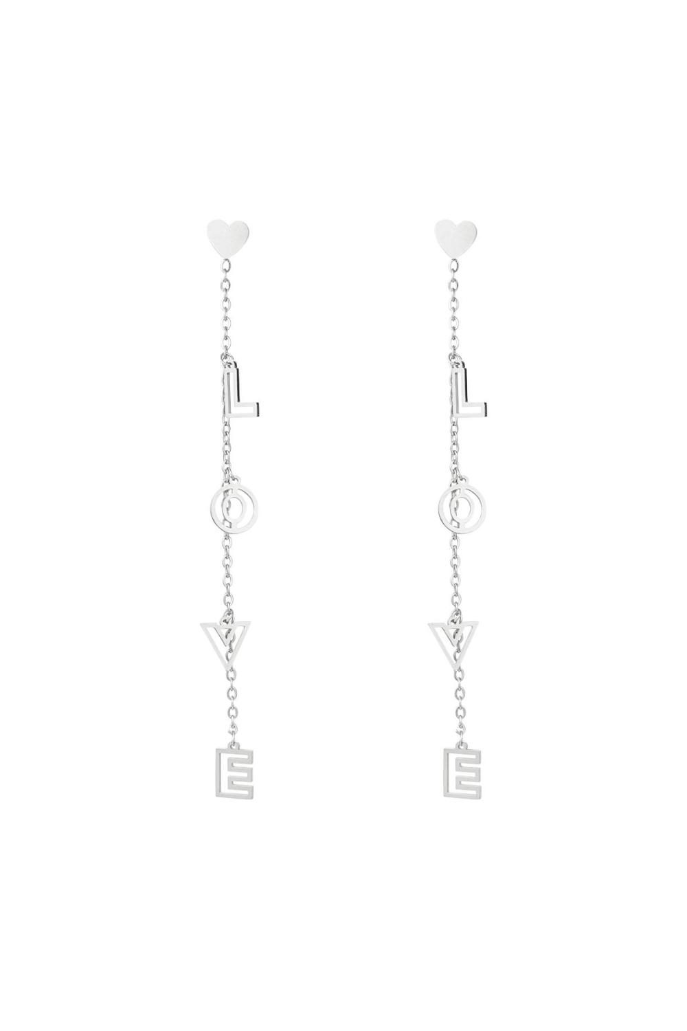 Boucles D'oreilles Clous D'amour Argenté Acier Inoxydable 