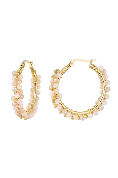 Boucles D'oreilles Perle Partie Fuchsia Acier Inoxydable