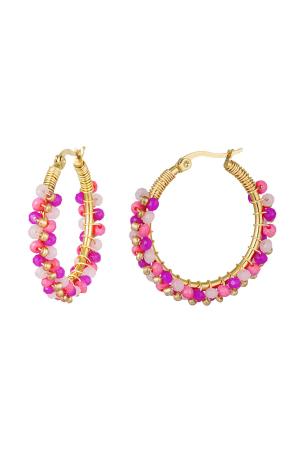 Boucles D'oreilles Perle Partie Fuchsia Acier Inoxydable h5 