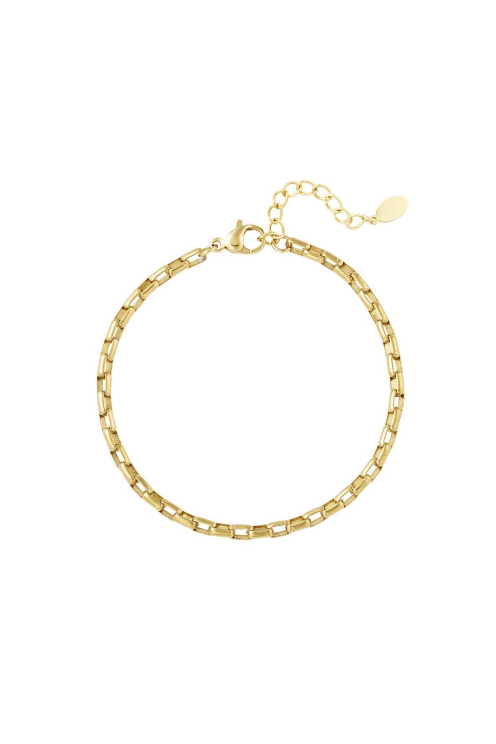 Bracelet À Maillons Carrés Couleur Or Acier Inoxydable 