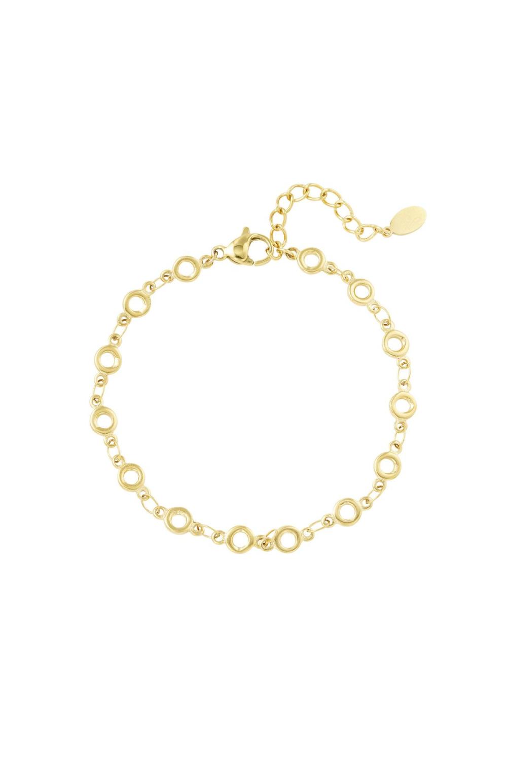 Lien Bracelet Cercles Couleur Or Acier Inoxydable 