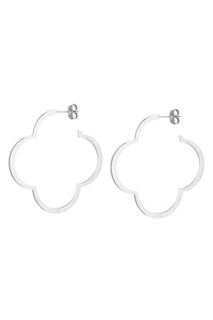 Boucles D'oreilles Trèfle Argenté Acier Inoxydable h5 