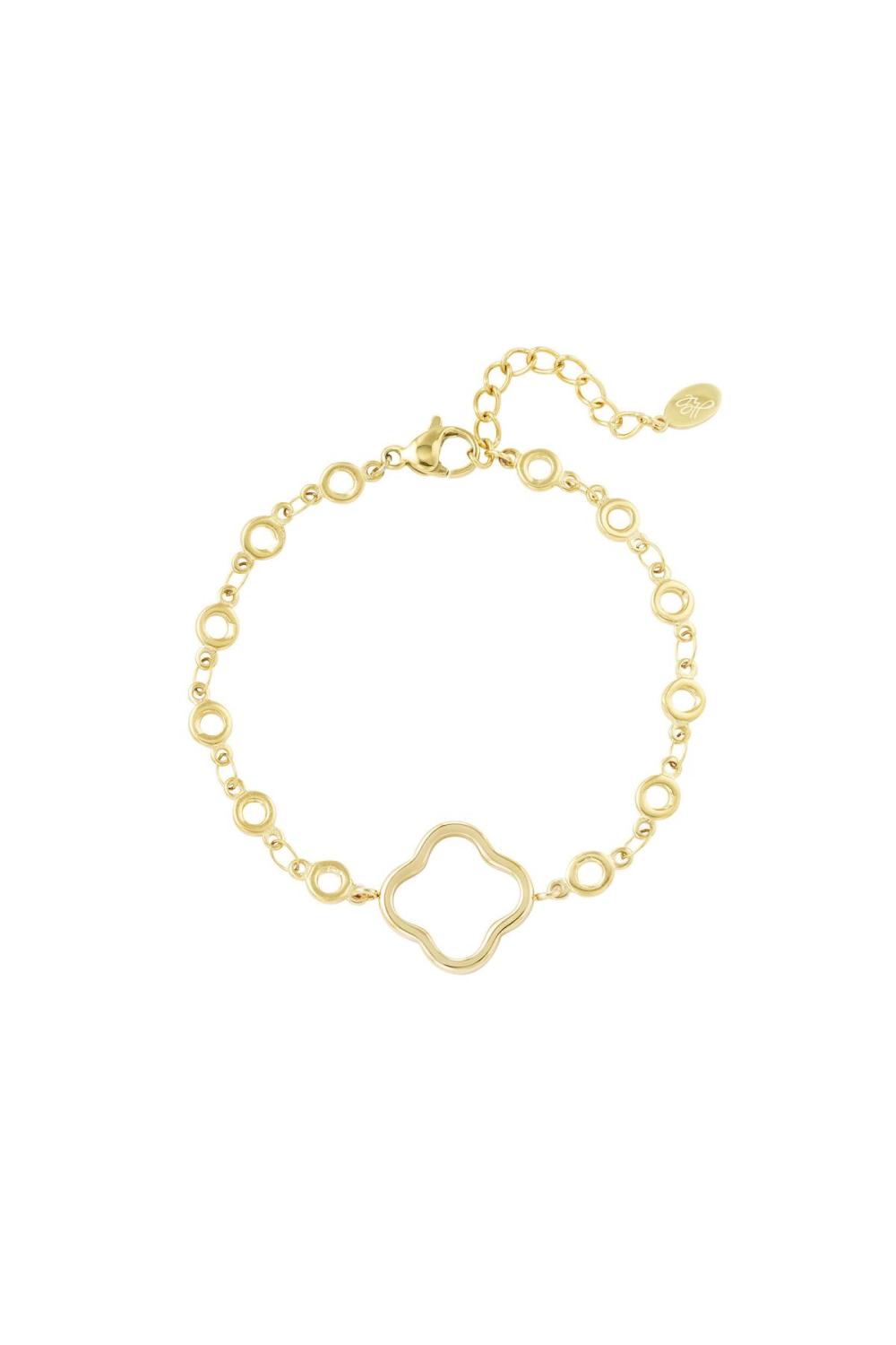Bracelet Cercles Avec Trèfle Couleur Or Acier Inoxydable 