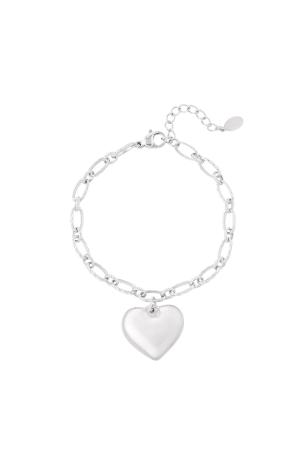 Bracelet Lien Avec Coeur Argenté Acier Inoxydable h5 