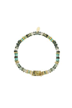 Bracelet Perles Party - Collection Pierres Naturelles Vert & Couleur Or Acier Inoxydable h5 