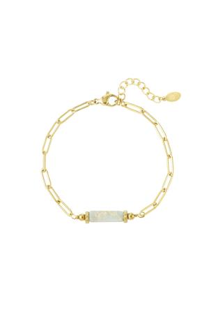 Bracelet Maillons Avec Pendentif Pierre - Collection Pierres Naturelles Rose & Couleur Or Acier Inoxydable h5 