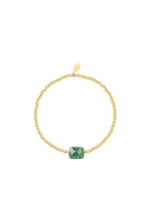 Bracelet Perles Avec Grosse Pierre - Collection Pierres Naturelles Vert Acier Inoxydable h5 