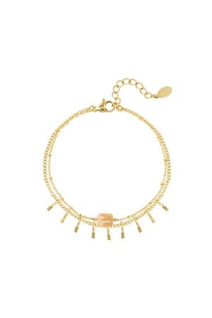 Bracelet Avec Détails - Collection Pierres Naturelles Couleur Orange & Couleur Or Stone h5 