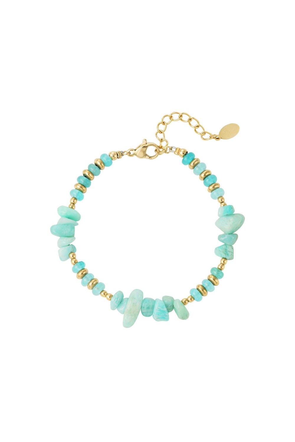 Bracelet Perles Différentes - Collection Pierres Naturelles Turquoise & Couleur Or Stone 